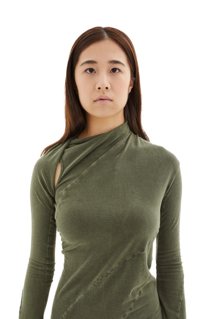 Shop Ottolinger Twisted Long Sleeve Mini Dress In Green