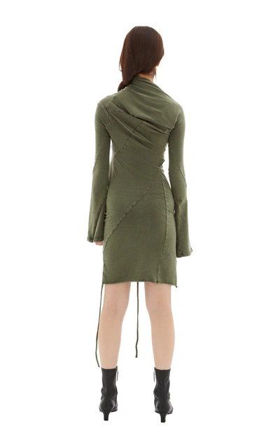 Shop Ottolinger Twisted Long Sleeve Mini Dress In Green