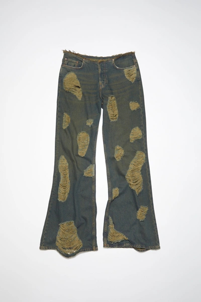 Shop Acne Studios Loose Fit Distressed Jeans In Blue/green