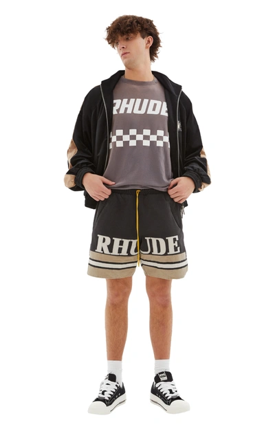 Shop Rhude Logo Short In Black/khaki