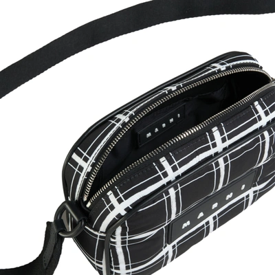 Shop Marni Checked Puff Camera Bag In Black/white