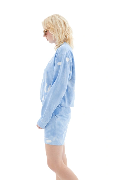 Sporty And Rich Serif Logo Embroidered Tie Dye Crewneck In Hydrangea/white