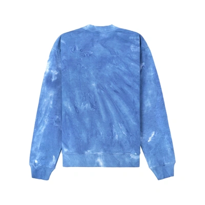 Sporty And Rich Serif Logo Embroidered Tie Dye Crewneck In Hydrangea/white