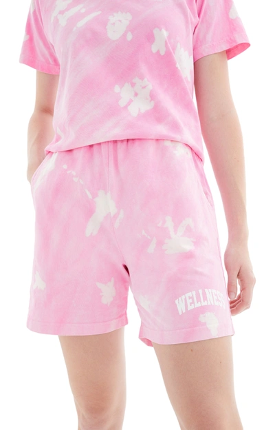 Shop Sporty And Rich Wellness Ivy Tie Dye Gym Short In Taffy/white