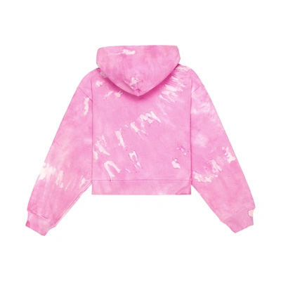 Shop Sporty And Rich Wellness Studio Tie Dye Cropped Hoodie In Taffy/white