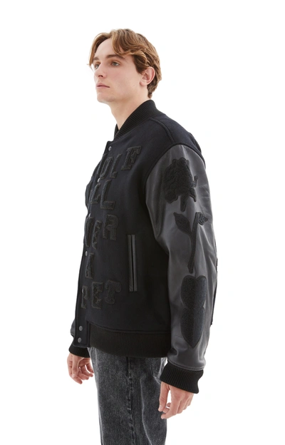 Shop Undercover All Black Balance/chaos Varsity Jacket
