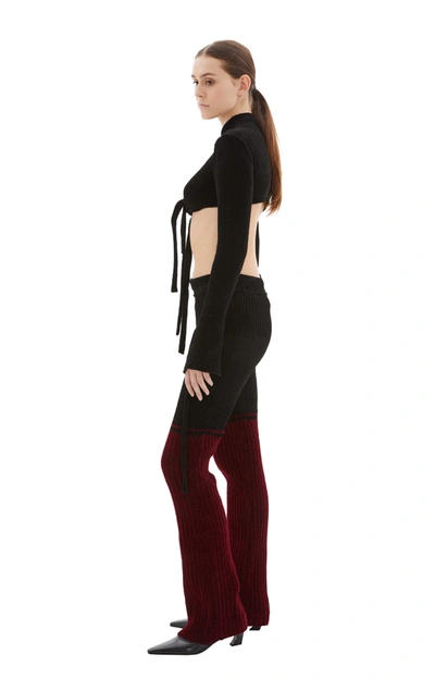 Shop Ottolinger Knit Pants In Black/red