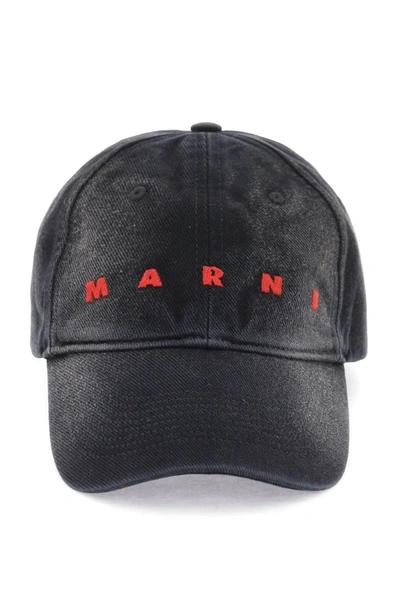 Shop Marni Baseball Cap W/logo In Black