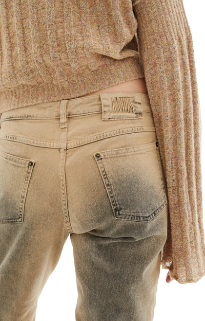 Shop Knwls Bootcut Denim Pants W/leg Spray In Beige