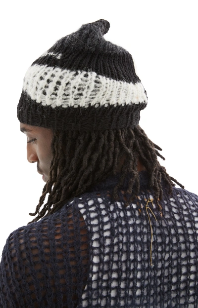 Shop Airei Hand Knit Recycled Yarn Beanie In Black/white