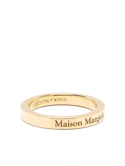 Shop Maison Margiela Thin Logo Ring In Gold