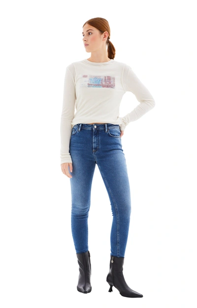 Shop Acne Studios Peg Jeans In Mid Blue