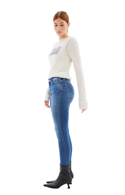 Shop Acne Studios Peg Jeans In Mid Blue