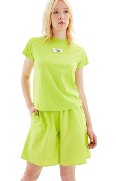 Shop Mm6 Maison Margiela Short Sleeve T-shirt W/logo In Neon Green