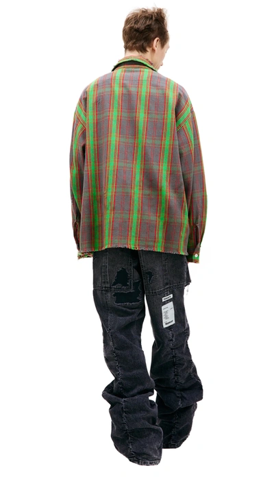 Saint Michael Denim Tears Frnnl Checked Shirt In Green
