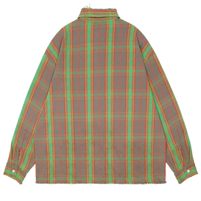 Shop Saint Michael Denim Tears Frnnl Checked Shirt In Green