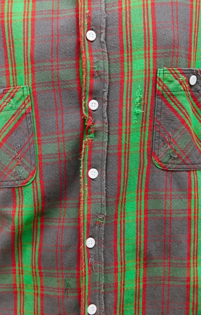 Shop Saint Michael Denim Tears Frnnl Checked Shirt In Green