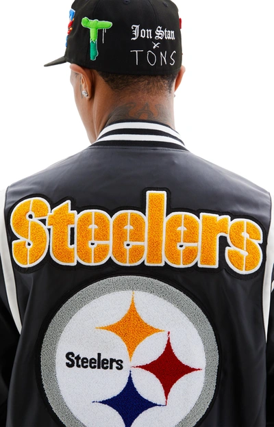 Jeff Hamilton Steelers Bomber Jacket In Black/white