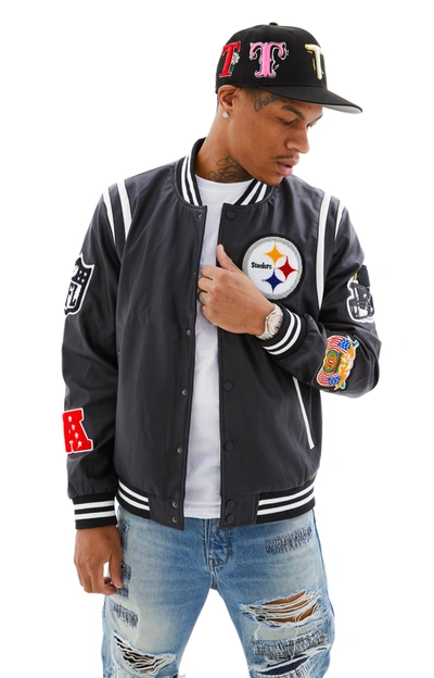 Jeff Hamilton Steelers Bomber Jacket In Black/white
