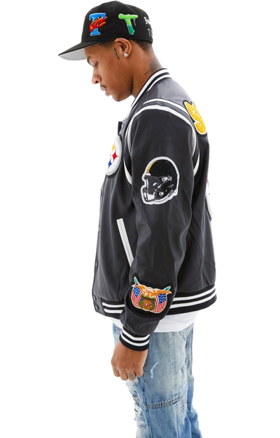 Jeff Hamilton Steelers Bomber Jacket In Black/white