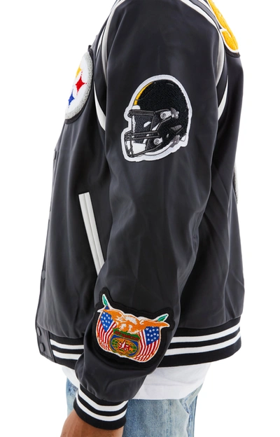 Jeff Hamilton Steelers Bomber Jacket In Black/white
