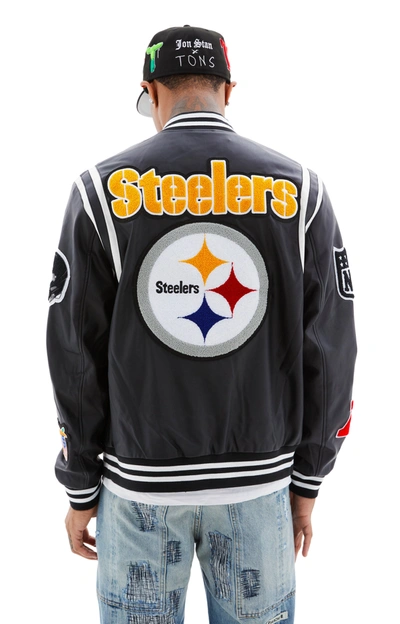Jeff Hamilton Steelers Bomber Jacket In Black/white