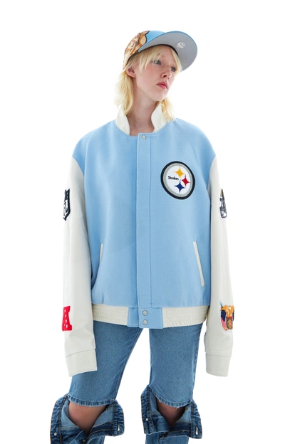 Shop Jeff Hamilton Steelers Bomber Jacket In Blue/white