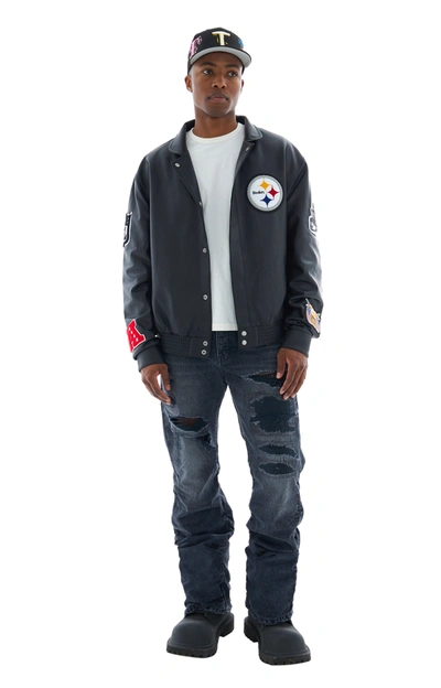 Jeff Hamilton Steelers Bomber Jacket In Black/black