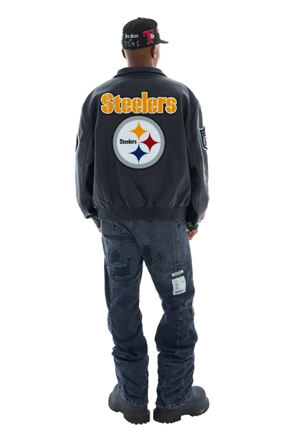 Jeff Hamilton Steelers Bomber Jacket In Black/black