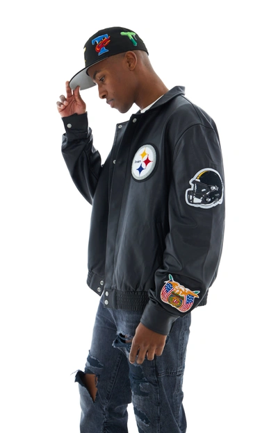 Jeff Hamilton Steelers Bomber Jacket In Black/black