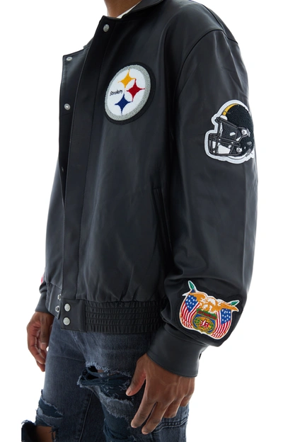 Jeff Hamilton Steelers Bomber Jacket In Black/black