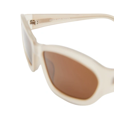Shop Dries Van Noten X Linda Farrow Rectangle Sunglasses In Sun Taupe/silver/brown