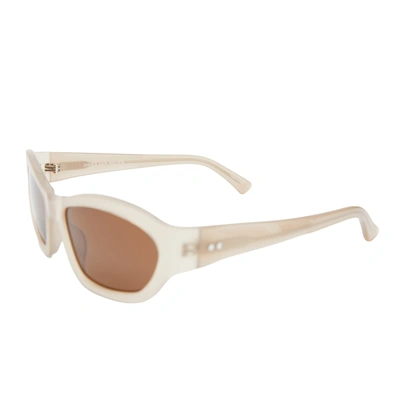 Shop Dries Van Noten X Linda Farrow Rectangle Sunglasses In Sun Taupe/silver/brown