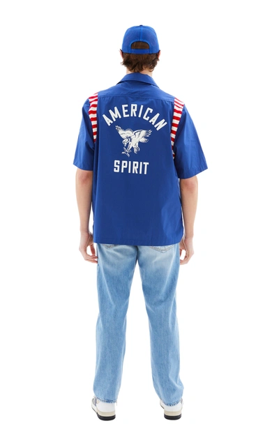 Shop Rhude American Spirit Poplin Shirt In Navy