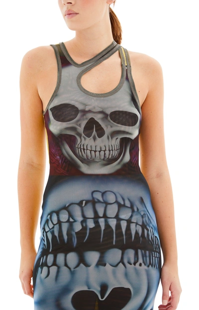 Shop Ottolinger Mesh Tank Maxi Dress In Skull Print