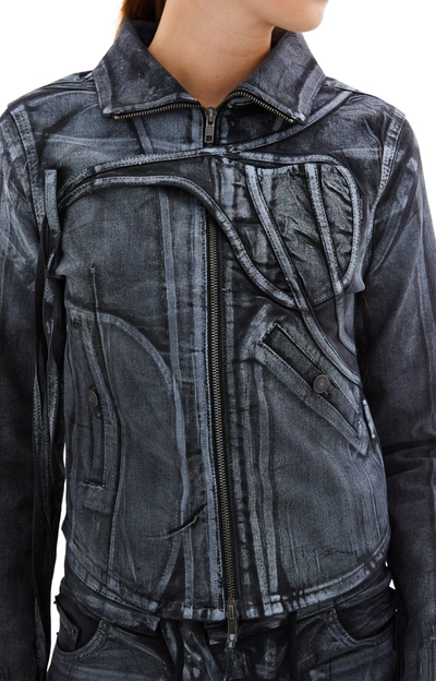 Shop Ottolinger Fitted Denim Jacket In Black/white