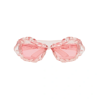 Shop Ottolinger Twisted Sunglasses In Clear Rose