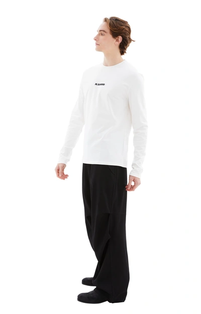Shop Jil Sander Crew Neck Long Sleeved T-shirt In 102 Milky