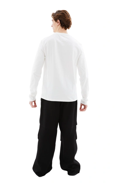 Jil Sander Crew Neck Long Sleeve Boxy Fit Printed Logo Sweatshirt In 102 Milky