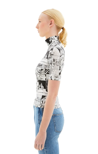 Shop Coperni High Neck Fitted Top In Black/white