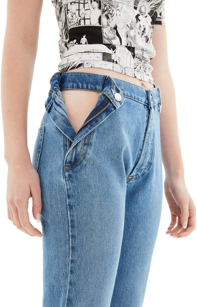 Shop Coperni Open Hip Jeans In Washed Blue