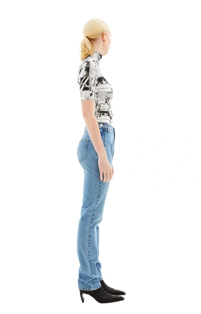 Shop Coperni Open Hip Jeans In Washed Blue