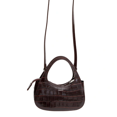 Coperni Croco Micro Baguette Bag Swipe In Brown