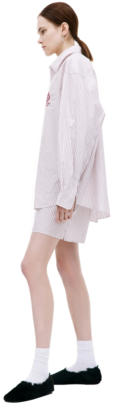 Shop Sporty And Rich Crown Oversized Shirt In White/merlot