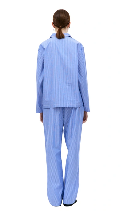 Sporty And Rich Vendome Striped Pajama Shirt In Blue Stripped