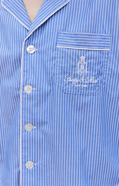 Shop Sporty And Rich Vendome Pyjama Shirt In Blue Stripped