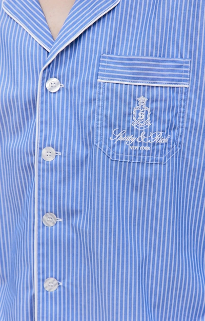 Sporty And Rich Vendome Striped Pajama Shirt In Blue Stripped