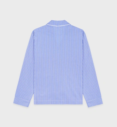 Sporty And Rich Vendome Striped Pajama Shirt In Blue Stripped