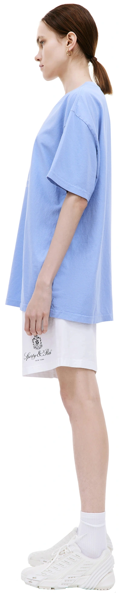 Shop Sporty And Rich Live Longer T-shirt In Periwinkle
