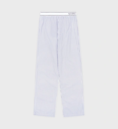 Shop Sporty And Rich Serif Logo Trousers In Blue Stipped
